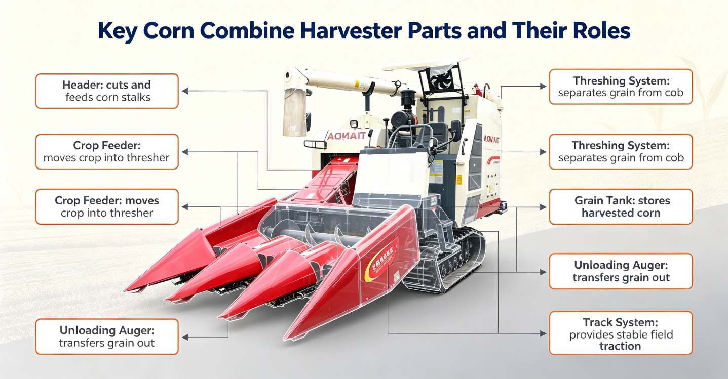Key Corn Combine Harvester Parts and Their Roles Key Corn Combine Harvester Parts and Their Roles