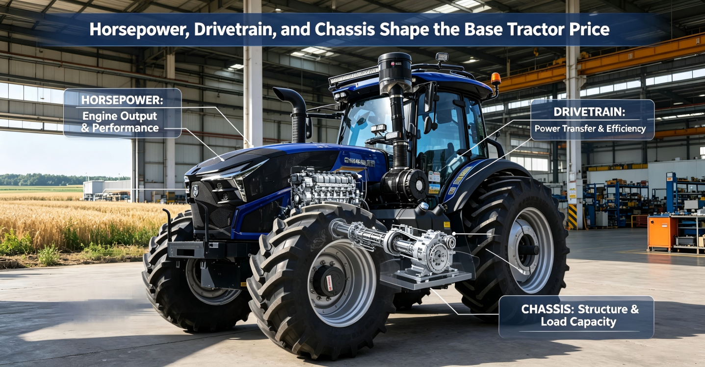 Horsepower, Drivetrain, and Chassis Shape the Base Tractor Price